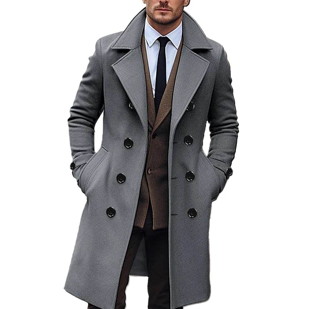 Men's Double Breasted Winter Trench Coat - Warm Business Overcoat - Buy Center