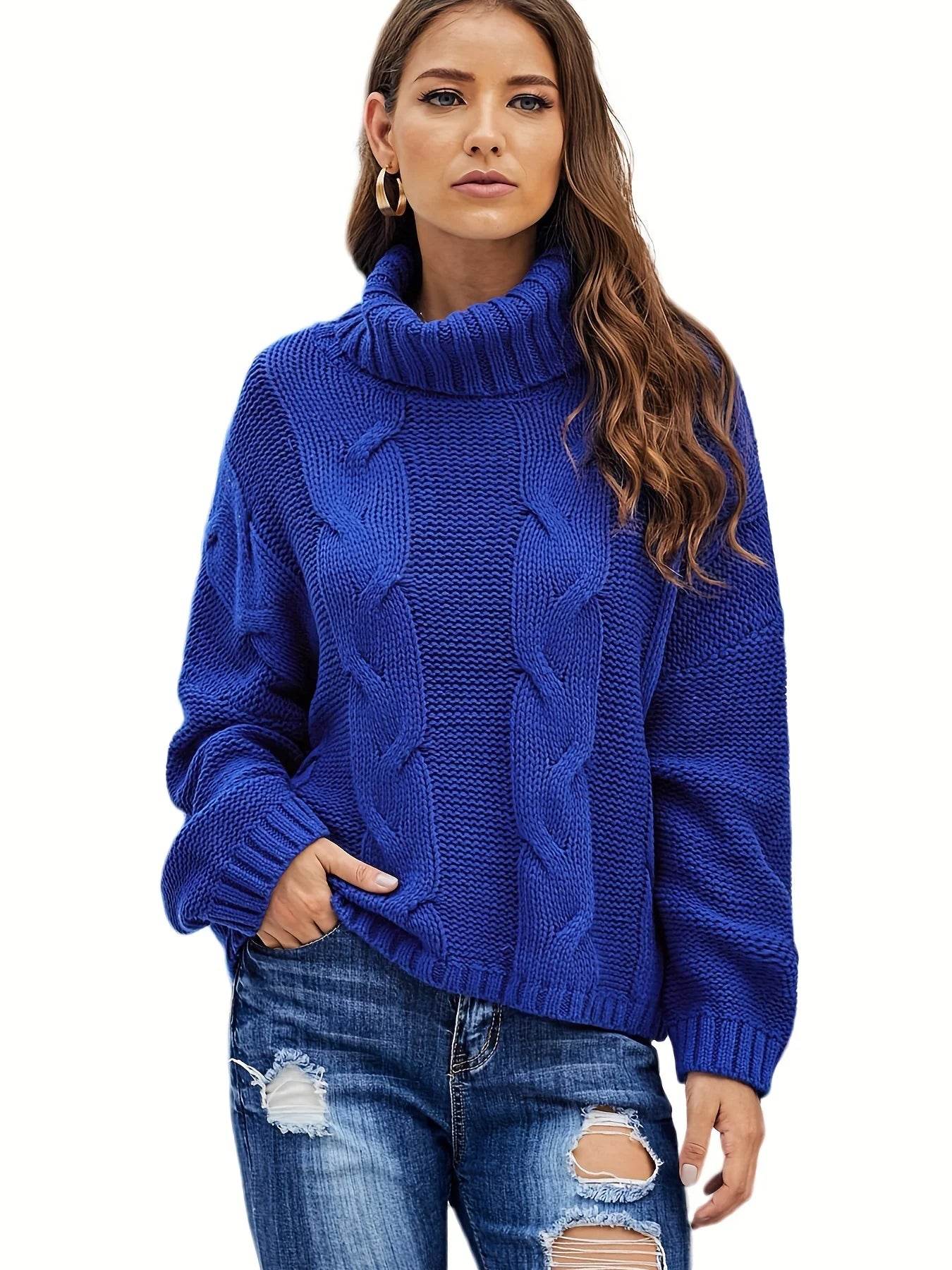 Cozy Women's Turtleneck Sweater - Autumn/Winter Pullover, Loose Fit - Buy Center