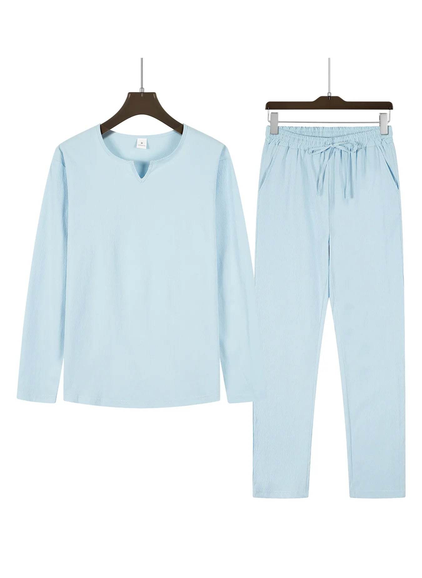 GYKMH Men's 2pcs Suit Set - Casual V-Neck Shirt & Sweatpants - Buy Center