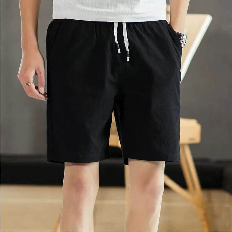 Asyabuykal Men's Slim Fit Knee Length Shorts - Cotton Linen, Breathable Summer Wear - Buy Center