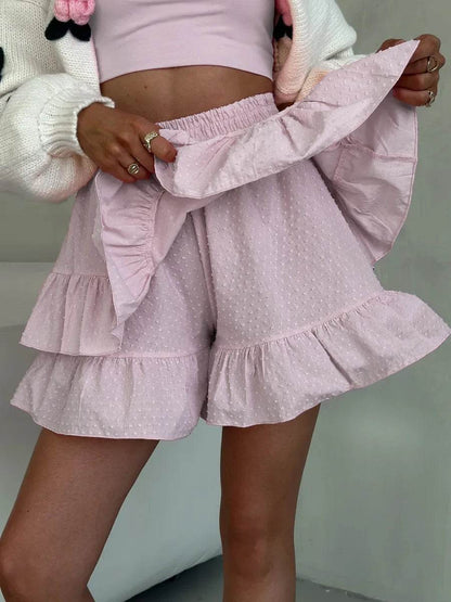 Orinchic Women's High-Waisted Ruffled Cotton Shorts - Summer Style - Buy Center