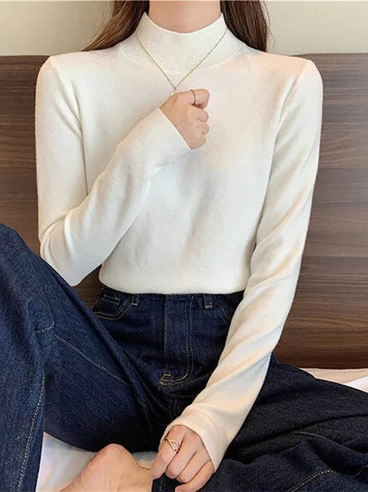 Women's Autumn Winter Turtleneck Sweater - Slim Fit Knitted Top - Buy Center