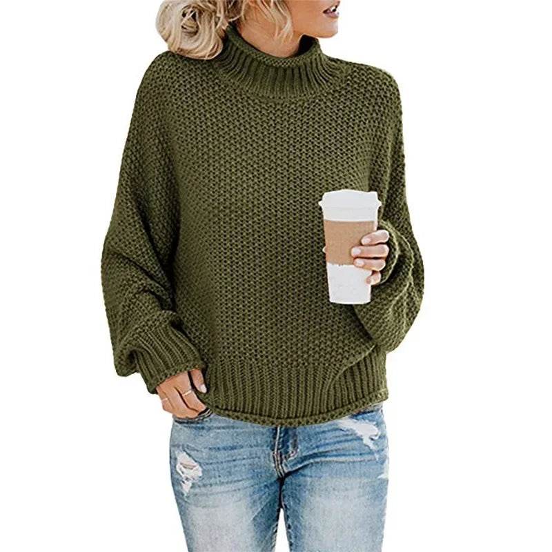 2023 Women's Long-Sleeved Turtleneck Sweater - Plus Size Pullover Top - Buy Center