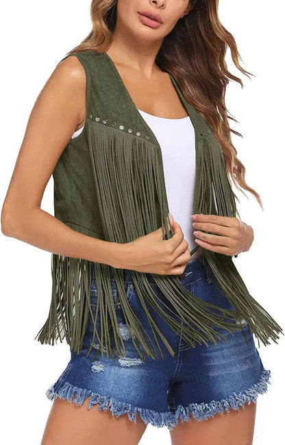 Luxury Summer Fringed Jacket - Women's Leather Velvet Cardigan - Buy Center