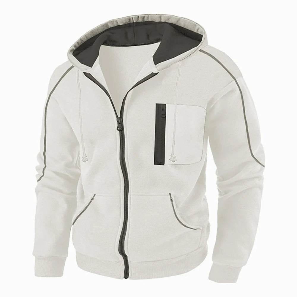 Men's Full Zip Hoodie Jacket - Casual Sportswear with Pocket - Buy Center
