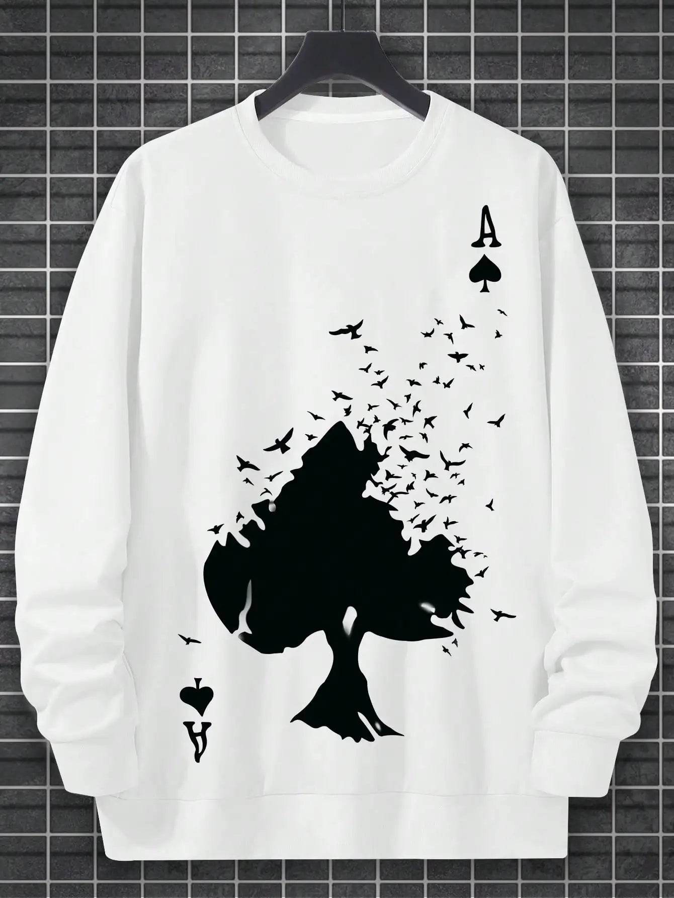 Drifting Spades A Black Pattern Male Sweatshirts Comfortable Creative Pullovers Hip Hop Tops Fleece Casual Streetwear For Mans - Buy Center