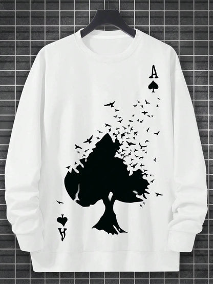 Drifting Spades A Black Pattern Male Sweatshirts Comfortable Creative Pullovers Hip Hop Tops Fleece Casual Streetwear For Mans - Buy Center