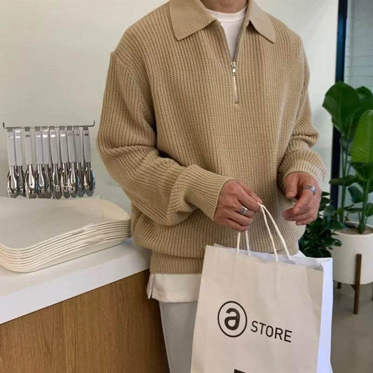 Stylish Men’s Korean Knitwear Sweater - Thick Casual Pullover for Winter - Buy Center