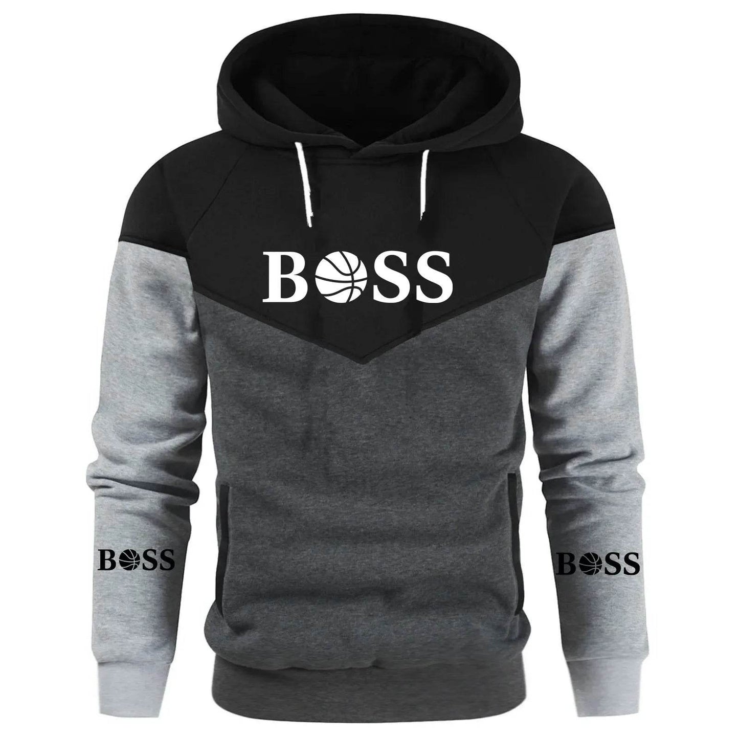 Men's Patchwork Hoodie - Fleece Thermal Sportswear for Fall Winter - Buy Center