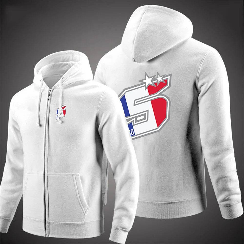 Johann Zarco No 5 Men's Hoodie - Classic Zipper Sweatshirt for Casual Wear - Buy Center