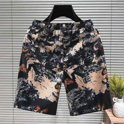 Retro Men's Casual Beach Shorts - Oversized Knee Length with Print Design - Buy Center