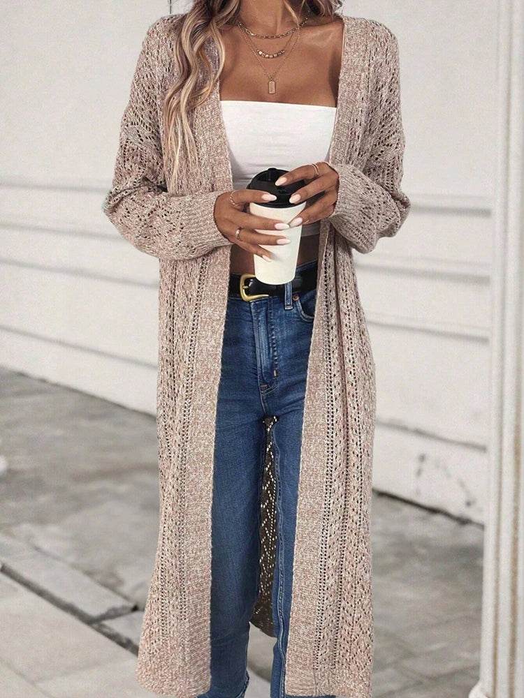 Elegant Loose Fit Cardigan Sweater - Hollow Out Knitwear for Women - Buy Center