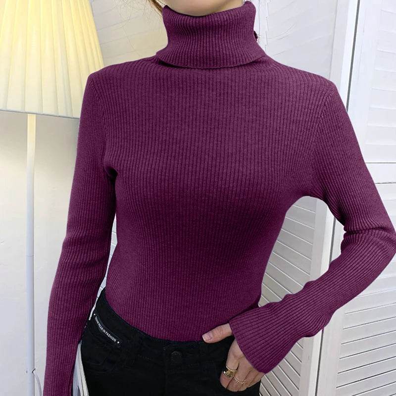 Women's Fall Turtleneck Sweater - Soft Cashmere Knit Pullover - Buy Center