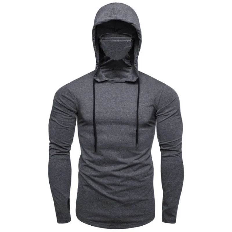 Men's Thin Hoodie with Mask - Short Sleeve Casual Cycling Top - Buy Center