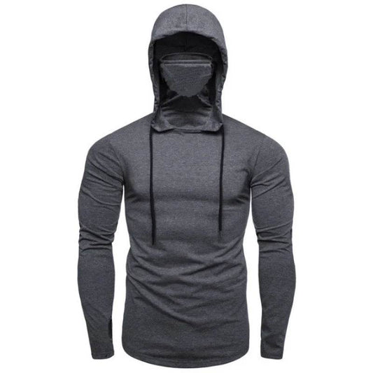 Men's Thin Hoodie with Mask - Short Sleeve Casual Cycling Top - Buy Center