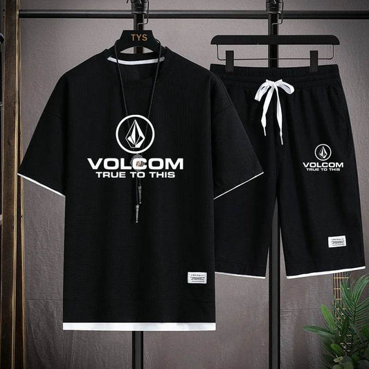 VOLCOM Men's Summer Tracksuit - Casual Print T-Shirt & Shorts Set - Buy Center