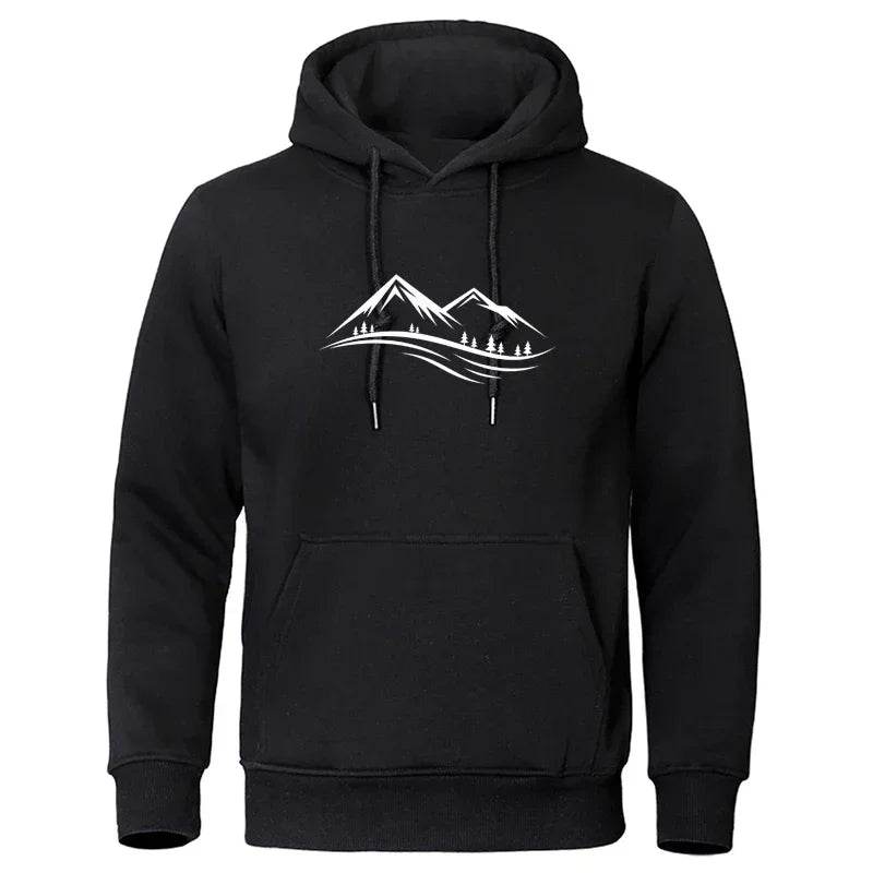Casual Men's Mountain Printed Hoodies - Spring Autumn Long Sleeve - Buy Center