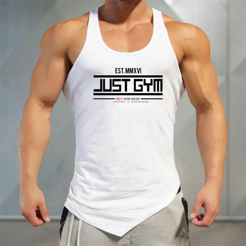 Muscleguys Men's Cotton Gym Tank Top - Breathable Irregular Hem Vest - Buy Center