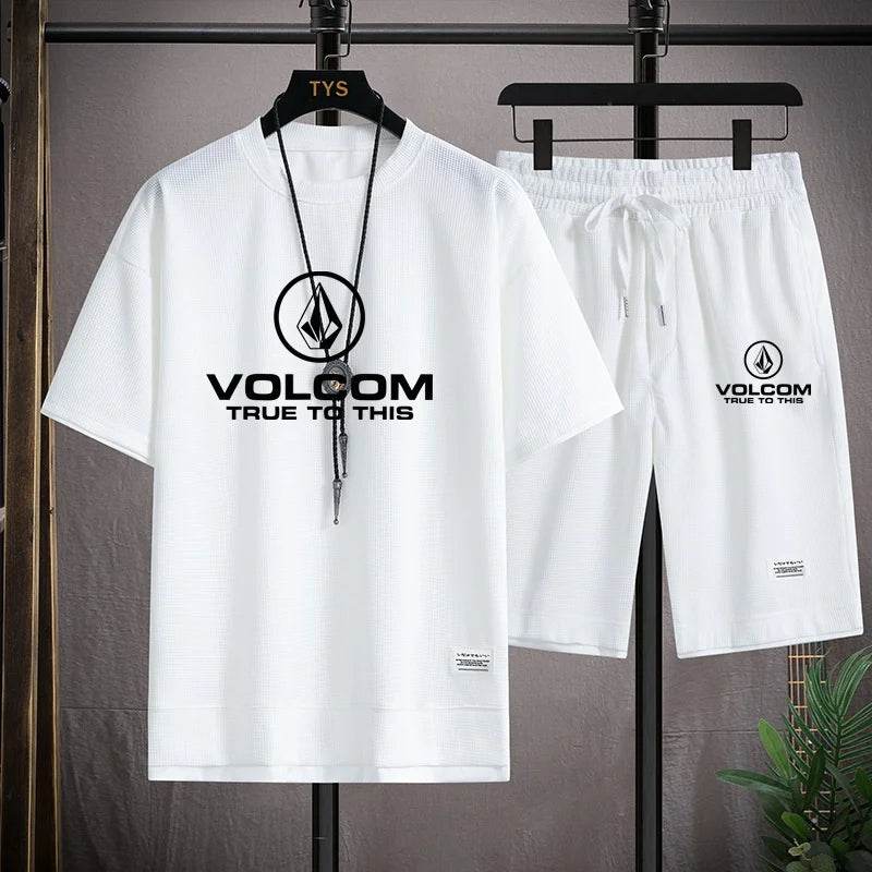 VOLCOM Men's Summer Tracksuit - Casual Print T-Shirt & Shorts Set - Buy Center