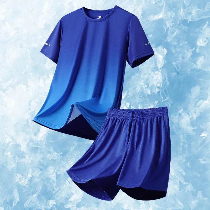 Men’s Summer Ice Silk Tracksuit - Short Sleeve Sports Set - Buy Center