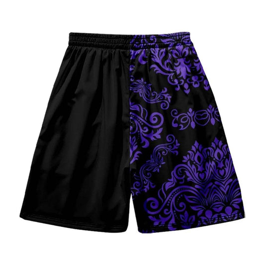 Summer Fashion Purple Print Beach Shorts - Casual Loose Fit for Men & Women - Buy Center