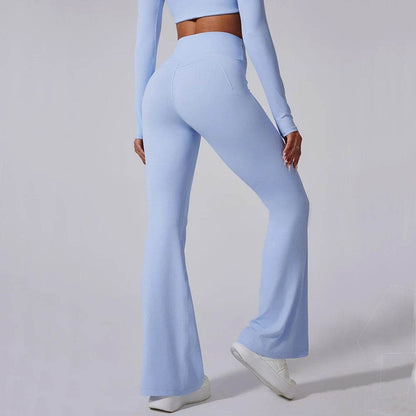 Women's High Waist Flared Leggings - Stylish Workout Pants with Pockets - Buy Center