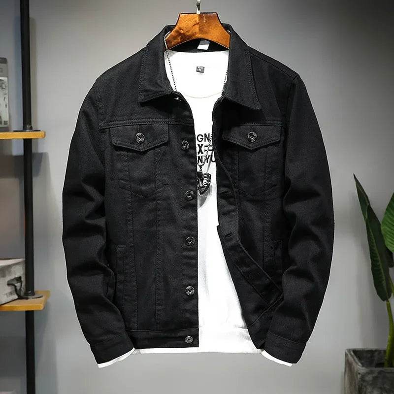 Wulend Men's Denim Jacket - Casual Turn Down Collar Coat for Autumn - Buy Center