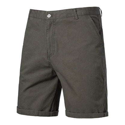 GQXAON Men's Solid Color Cotton Knee Shorts - Casual Bermuda Style - Buy Center