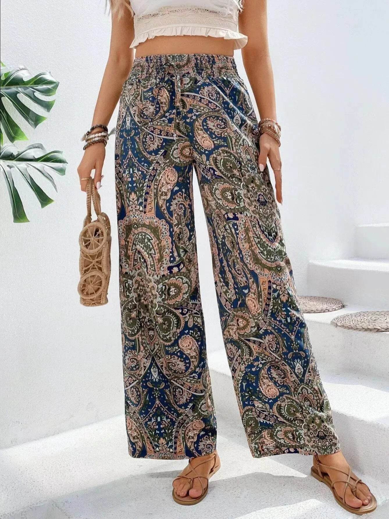 Vintage Tie Dye Wide-Leg Pants for Women - Casual Spring Style - Buy Center