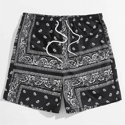 Classic Perris Pattern Beach Shorts for Men - Retro Casual Swim Trunks - Buy Center