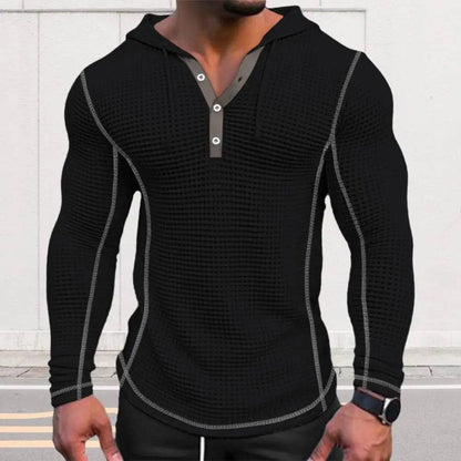 Stylish Men's Waffle Fabric Hoodie - Breathable Slim Fit Design - Buy Center
