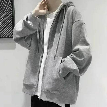 Men's Solid Zipper Hoodie & Pants Set - Casual Spring/Fall Fitness - Buy Center