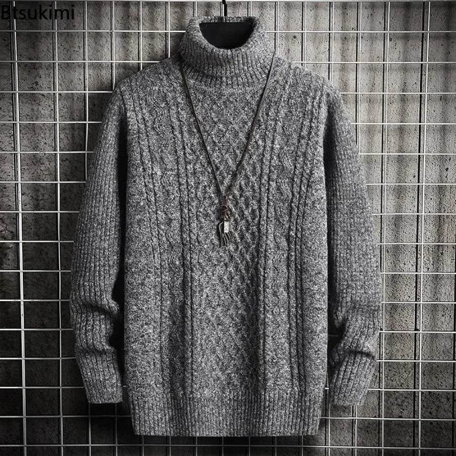 2025 Men's Winter Warm Turtleneck Sweaters Knitted Thick Pullover Casual Sweaters High Neck Knited Solid Color Jumpers for Men - Buy Center