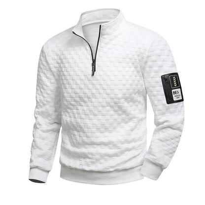 YOUKAIJIN Men's White Half-Zip Sweatshirt - Casual Spring Pullover - Buy Center