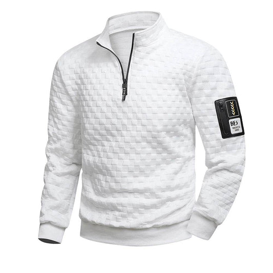 YOUKAIJIN Men's White Half-Zip Sweatshirt - Casual Spring Pullover - Buy Center