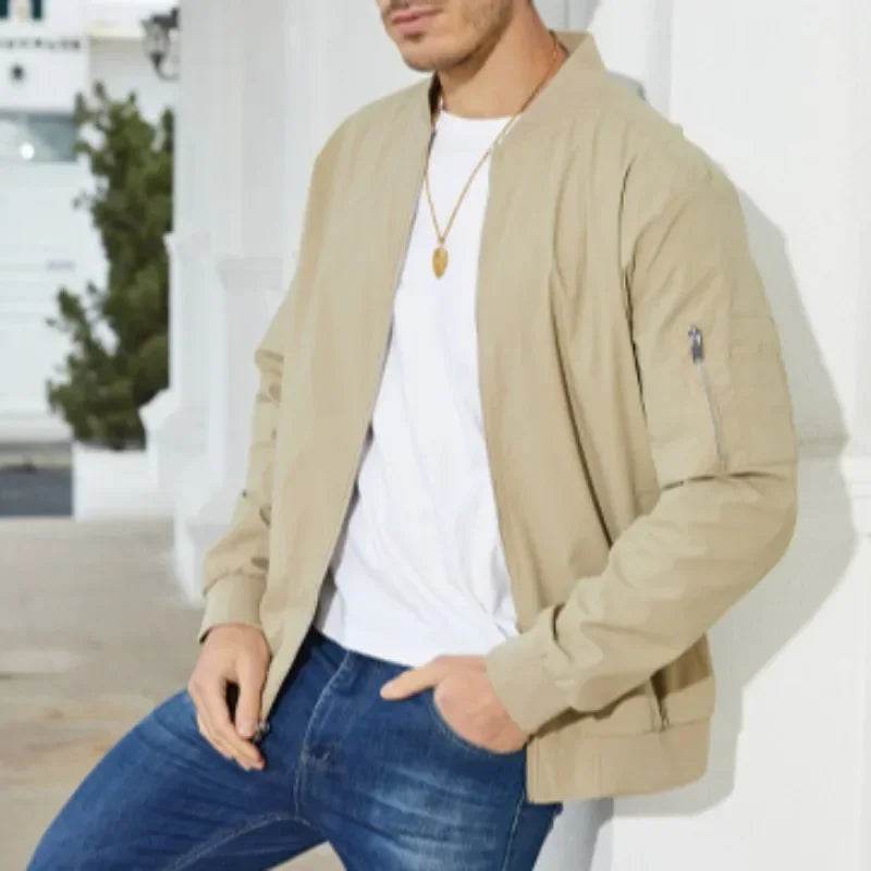 BTQWFD Men's Lightweight Bomber Jacket - Casual Windbreaker with Pockets - Buy Center