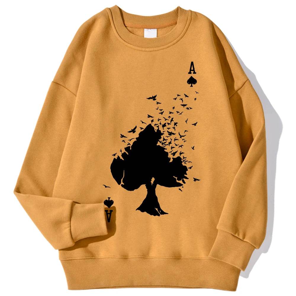 Drifting Spades A Black Pattern Male Sweatshirts Comfortable Creative Pullovers Hip Hop Tops Fleece Casual Streetwear For Mans - Buy Center