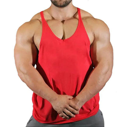 Men's Cotton Gym Singlet - V-Neck Bodybuilding Tank Top for Workouts - Buy Center