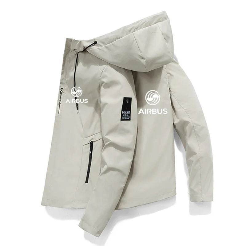 AIRBUS AVIATION Men's Hooded Jacket - Lightweight Spring & Summer Windbreaker - Buy Center
