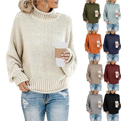 2023 Women's Long-Sleeved Turtleneck Sweater - Plus Size Pullover Top - Buy Center