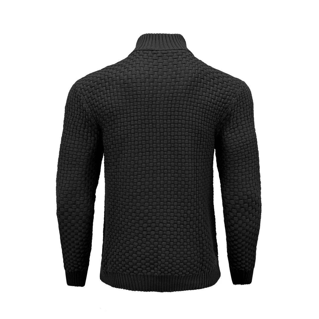 Slavinson Men's Sweater Winter Warm Zip Up Pullover Waffle Knit Mock Neck Turtleneck Soft Long Sleeve Top US Size - Buy Center