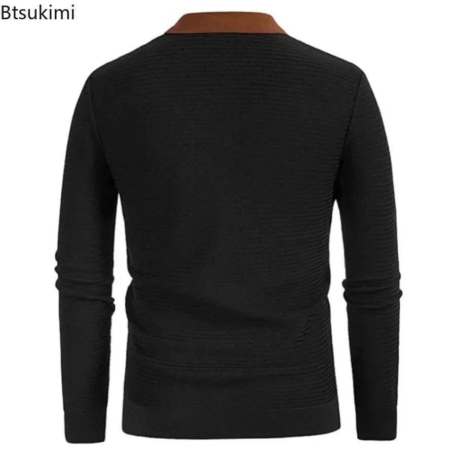 Btsukimi Men's Long Sleeve Knitted Cardigan - Stylish Striped Knitwear - Buy Center