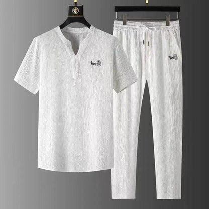 Summer Chinese Style Men’s Casual Set - T-Shirt & Pants Suit - Buy Center