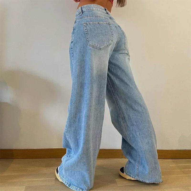 Vintage High Waist Straight Jeans for Women - Comfortable Loose Fit - Buy Center