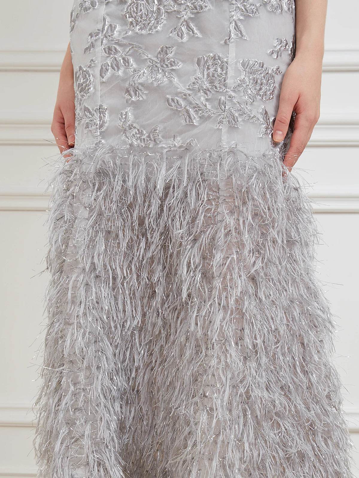 DEVCHATA Floral Organza Fishtail Maxi Dress - Sleeveless Evening Gown - Buy Center