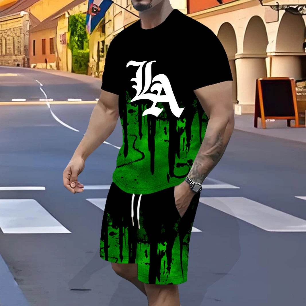 Men's Fast-Drying Sports Suit - 3D Gradual Change Polyester Design - Buy Center