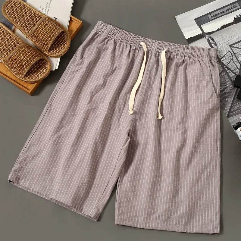 OSMIUM Men's Plus Size Summer Striped Board Shorts - Cotton & Linen - Buy Center