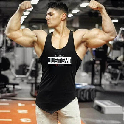 Muscleguys Men's Cotton Gym Tank Top - Breathable Irregular Hem Vest - Buy Center