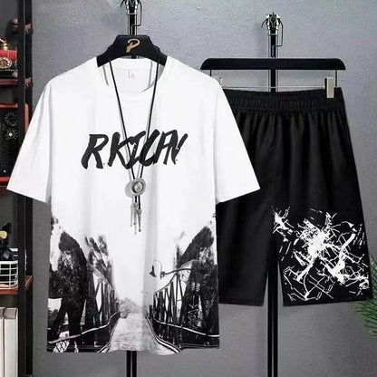 Men's Casual Graffiti T-Shirt Set - Comfort and Style for Summer - Buy Center