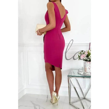 Women's Casual Summer Dress - Ruffle Edge V-Neck, Knee-Length - Buy Center